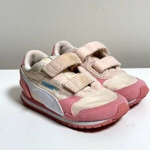 Puma St Runner Hook & Loop Low Top Sneakers Pink Sz 7C